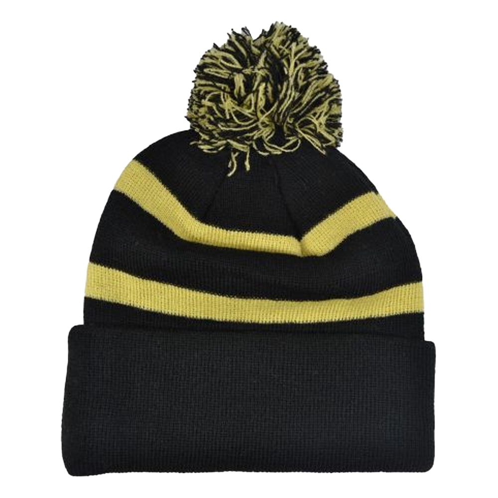 Black-Gold - Back - Arsenal FC Cannon Striped Bobble Beanie