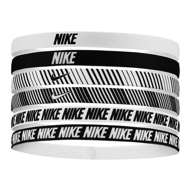 White-Black - Front - Nike Printed Flex Classic Headband (Pack of 6)
