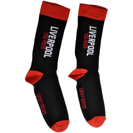 Black-Red - Front - Liverpool FC Childrens-Kids You Reds Socks