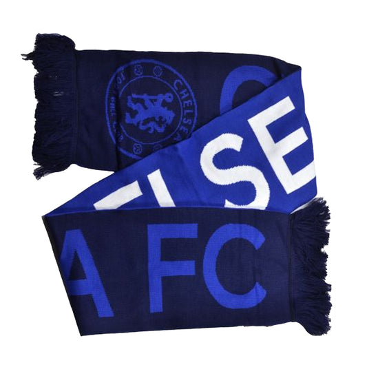 Royal Blue-Blue-White - Front - Chelsea FC Wordmark Jacquard Scarf