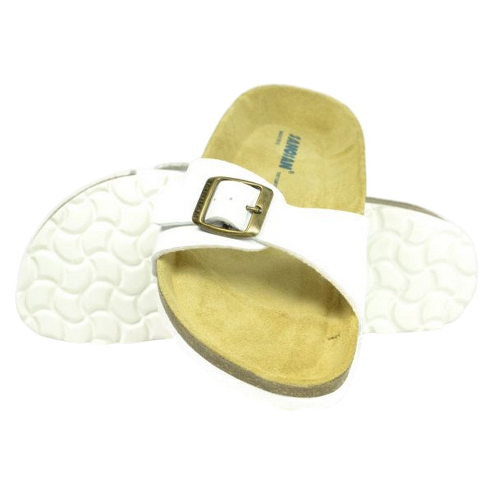 Sand-White - Side - Sanosan Mens Malaga Sano Floral Mule Sandals