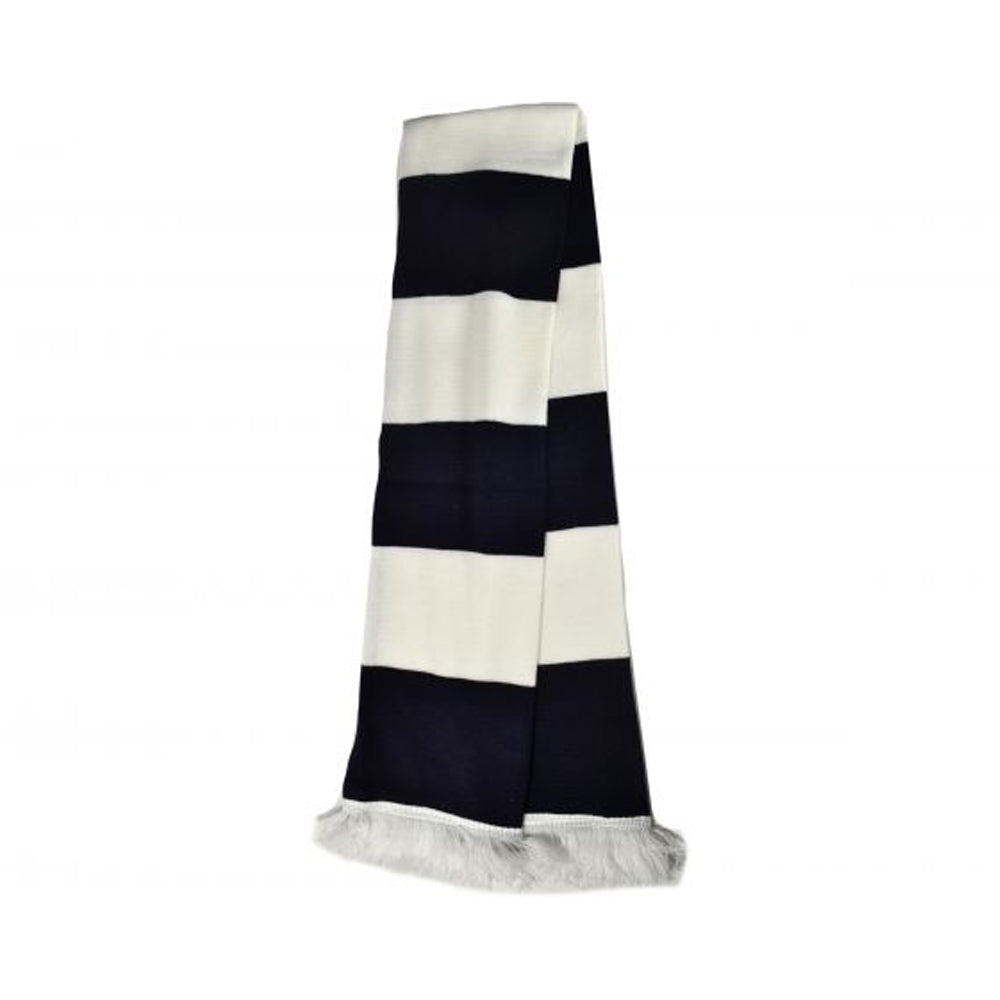 White-Navy - Back - The Long John Bar Scarf Unisex Adult Block Stripe Scarf