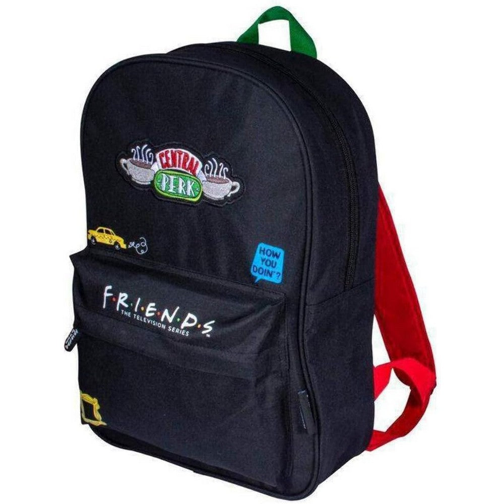 Black-Red - Back - Friends Embroidered Patch Backpack