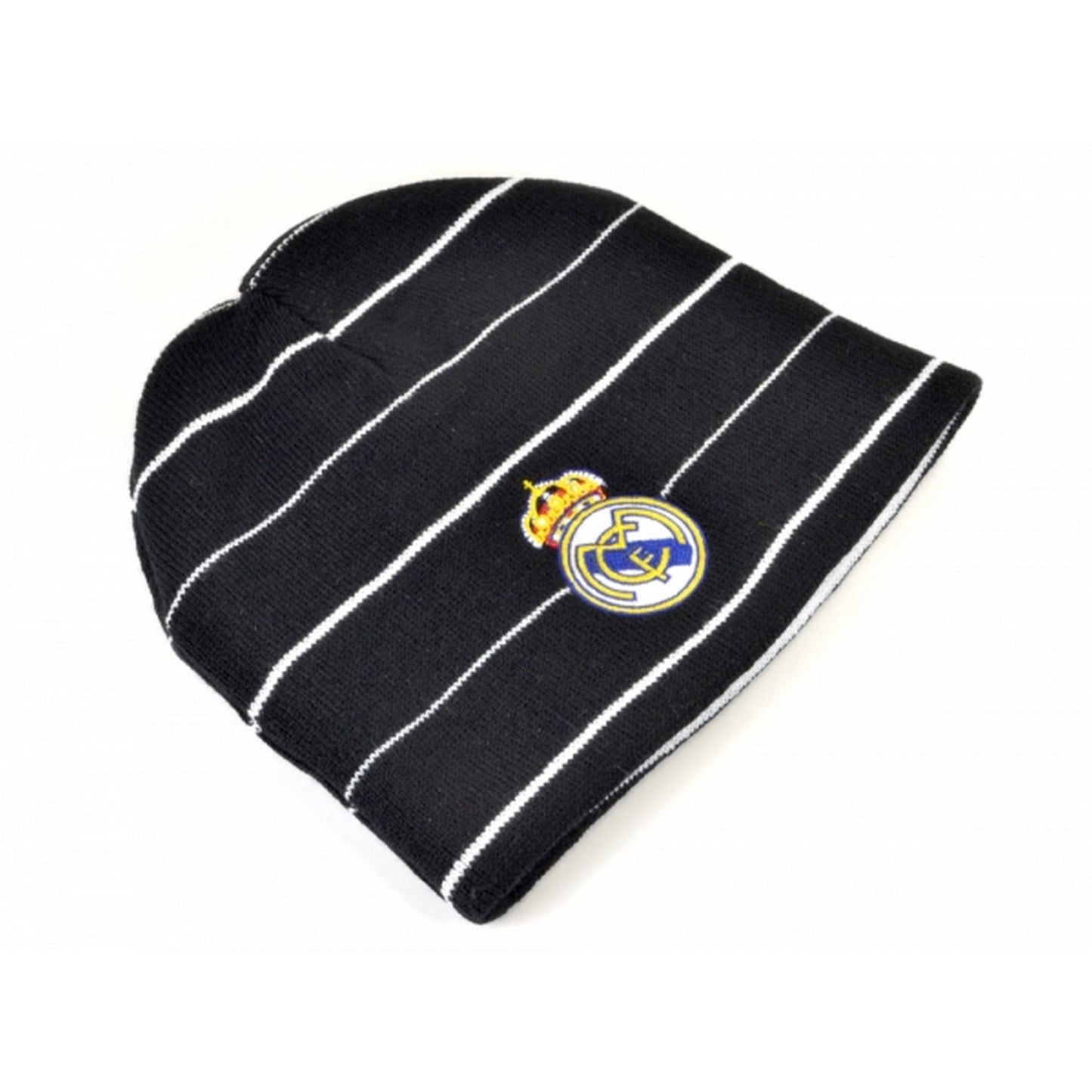 Black-White - Front - Real Madrid CF Official Football Knitted Reversible Beanie Hat