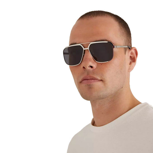 Silver - Side - Burton Mens Aviator Sunglasses