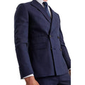 Navy Marl - Side - Burton Mens Double-Breasted Slim Suit Jacket
