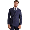Navy Marl - Close up - Burton Mens Double-Breasted Slim Suit Jacket