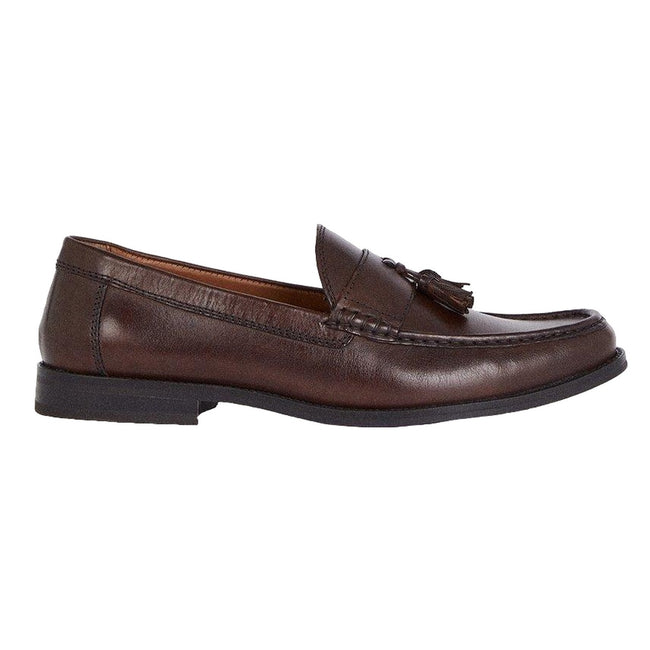 Dark Brown - Back - Burton Mens 1904 Tassel Leather Penny Loafers