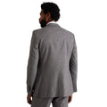 Grey - Back - Burton Mens Grid Checked Textured Slim Suit Jacket