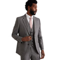 Grey - Side - Burton Mens Grid Checked Textured Slim Suit Jacket