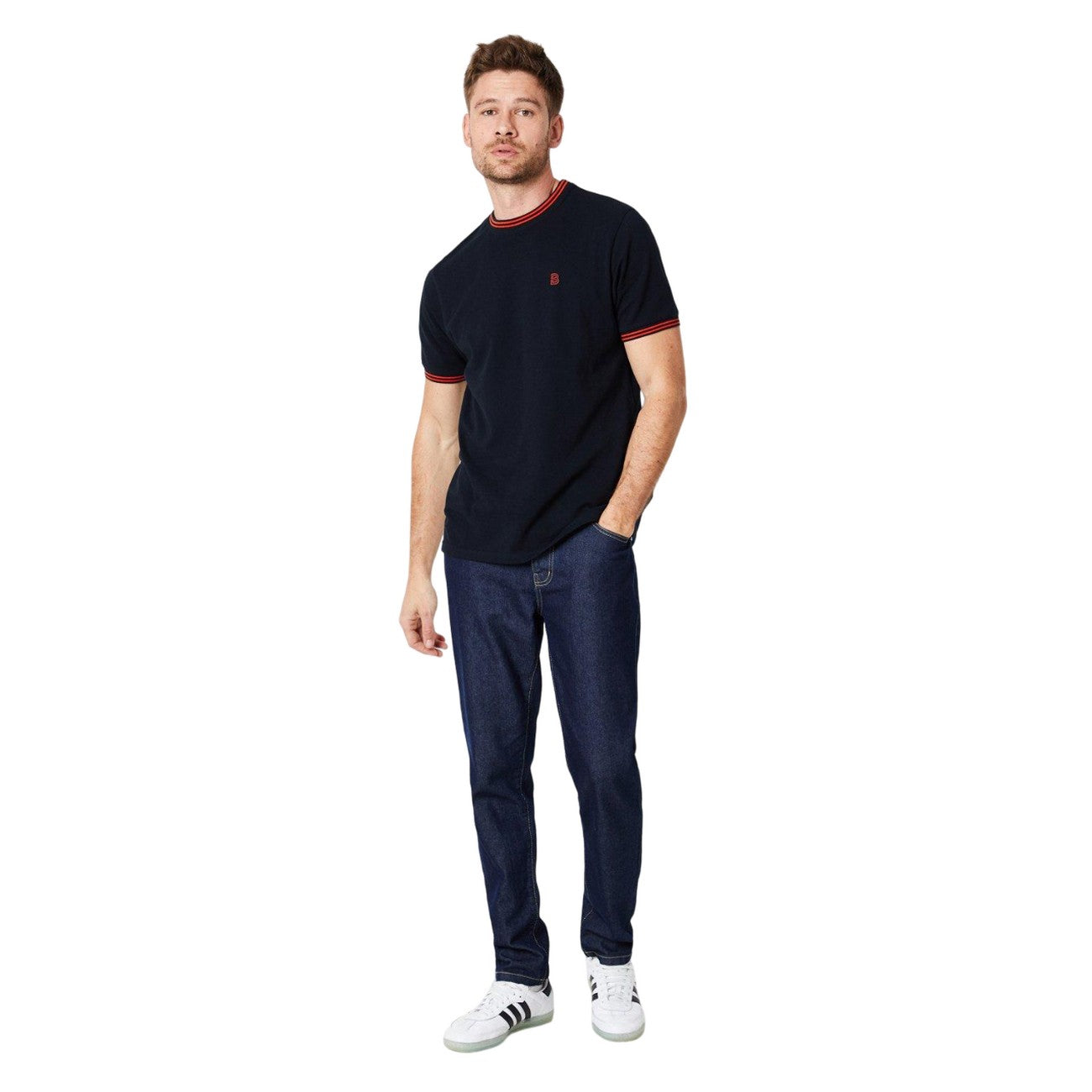 Navy - Side - Burton Mens Tipped Pique T-Shirt