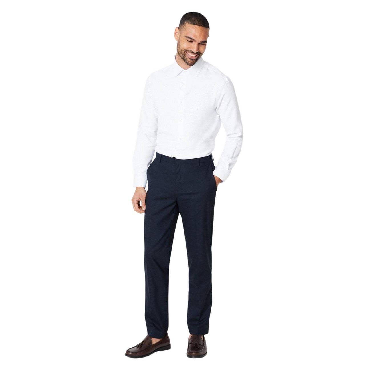 White - Side - Burton Mens Herringbone Slim Long-Sleeved Shirt