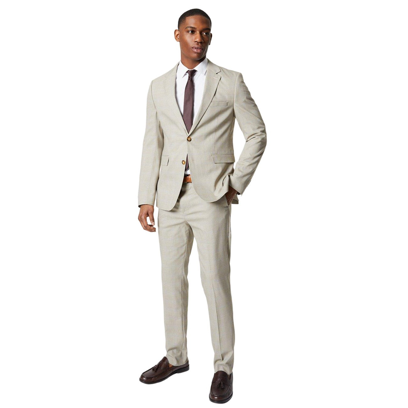 Neutral - Lifestyle - Burton Mens Prince Of Wales Check Single-Breasted Suit Jacket
