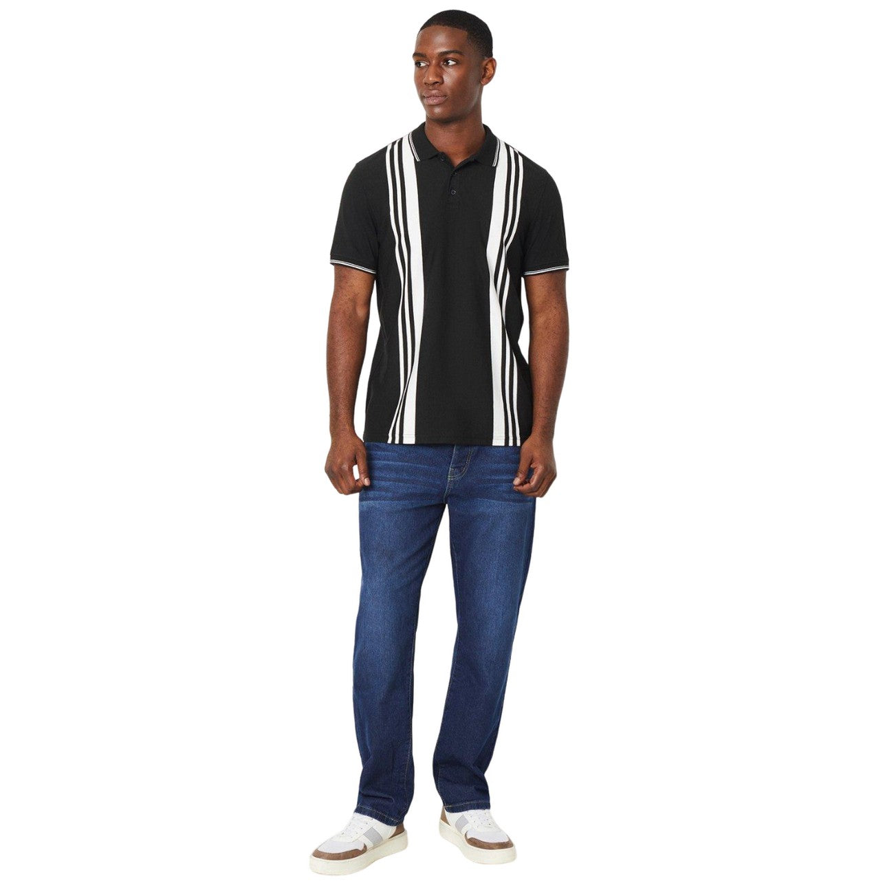 Black - Lifestyle - Burton Mens Bowling Stripe Polo Shirt