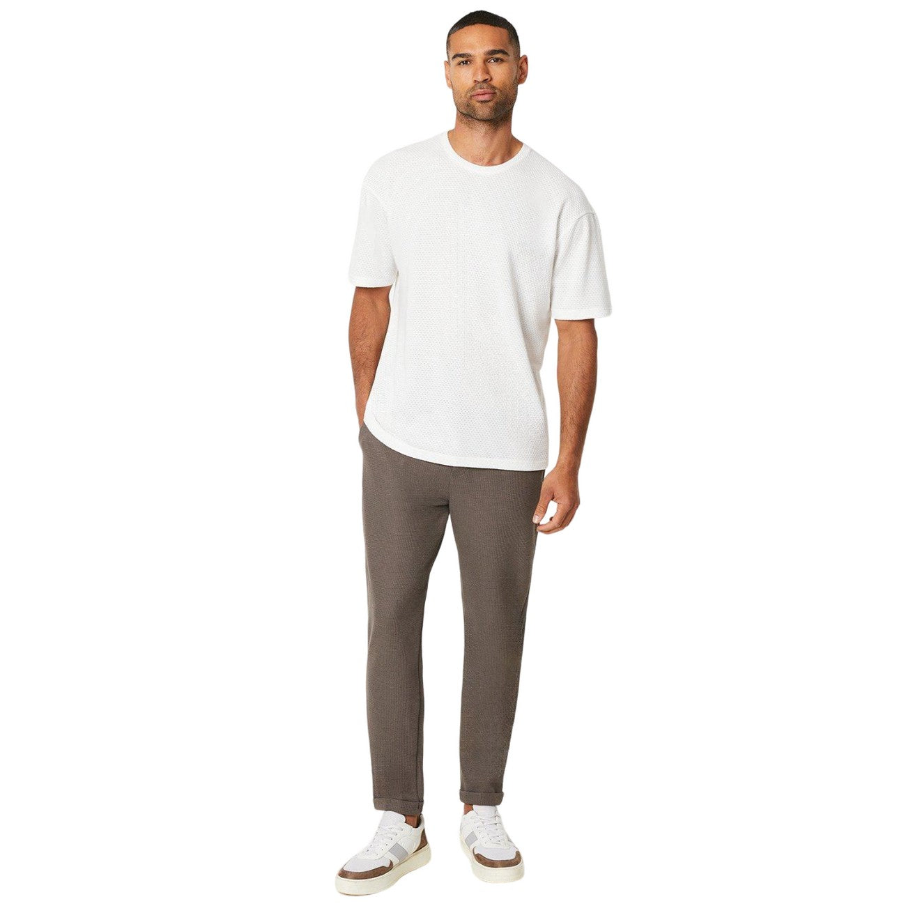 White - Side - Burton Mens Fine Knit Crew Neck T-Shirt