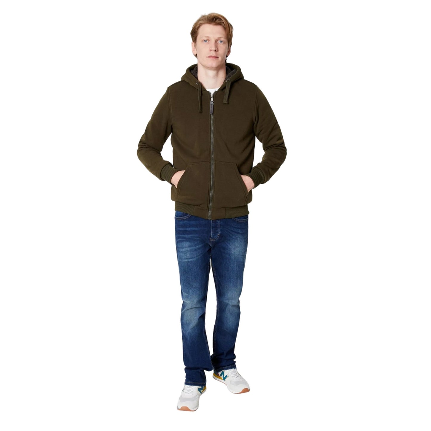 Khaki Green - Side - Burton Mens Sherpa Lined Full Zip Hoodie