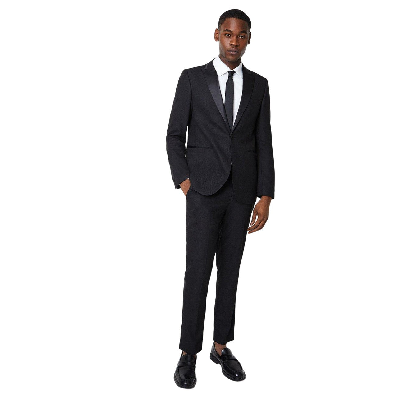 Black - Lifestyle - Burton Mens Textured Single-Breasted Tuxedo Jacket