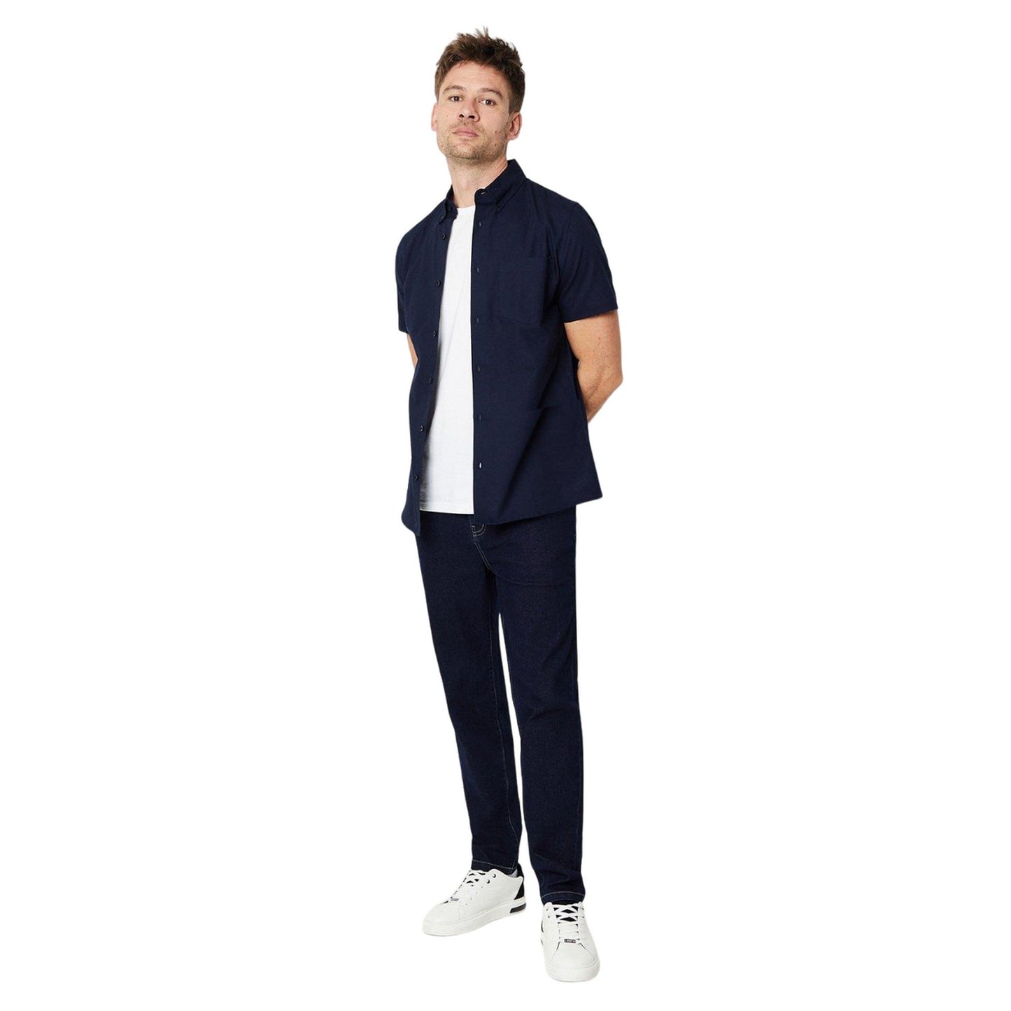 Dark Blue - Side - Burton Mens Rinse Tapered Jeans