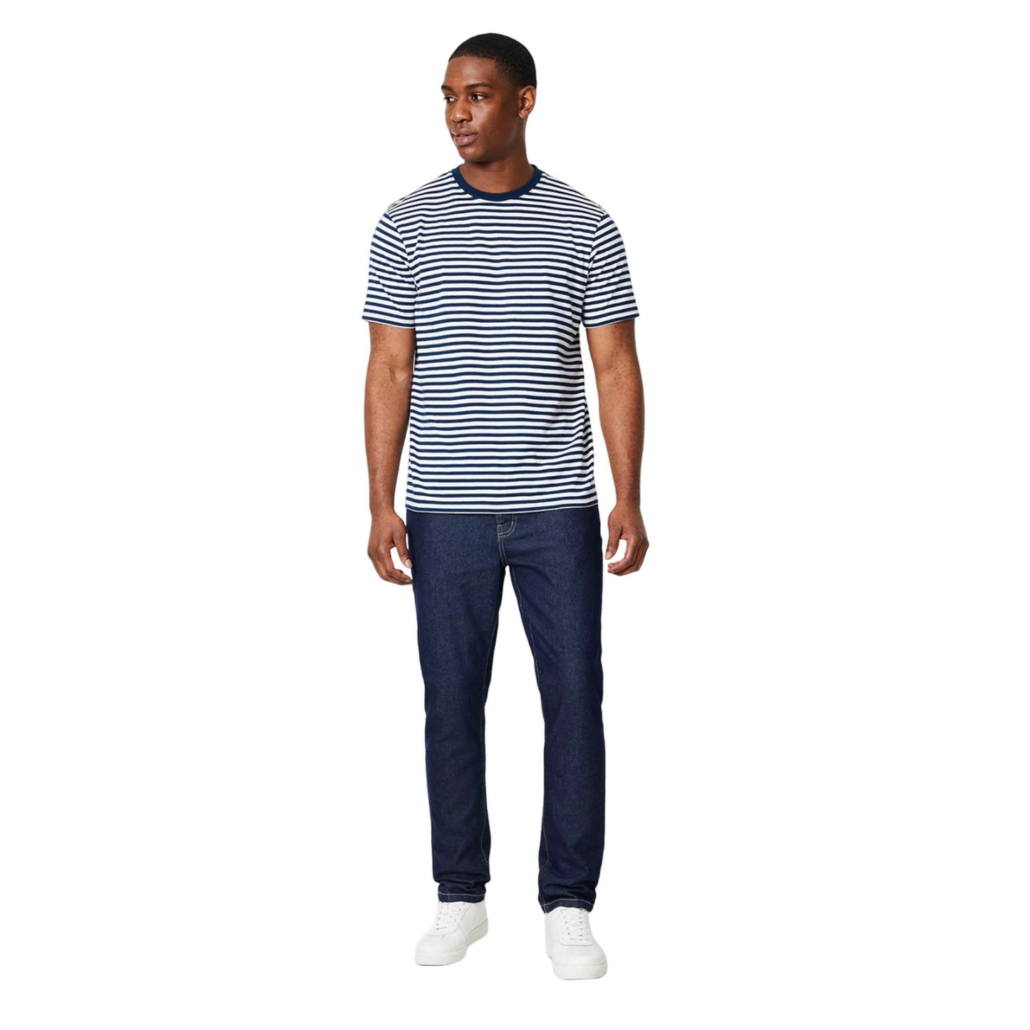 Navy - Side - Burton Mens Breton Stripe T-Shirt