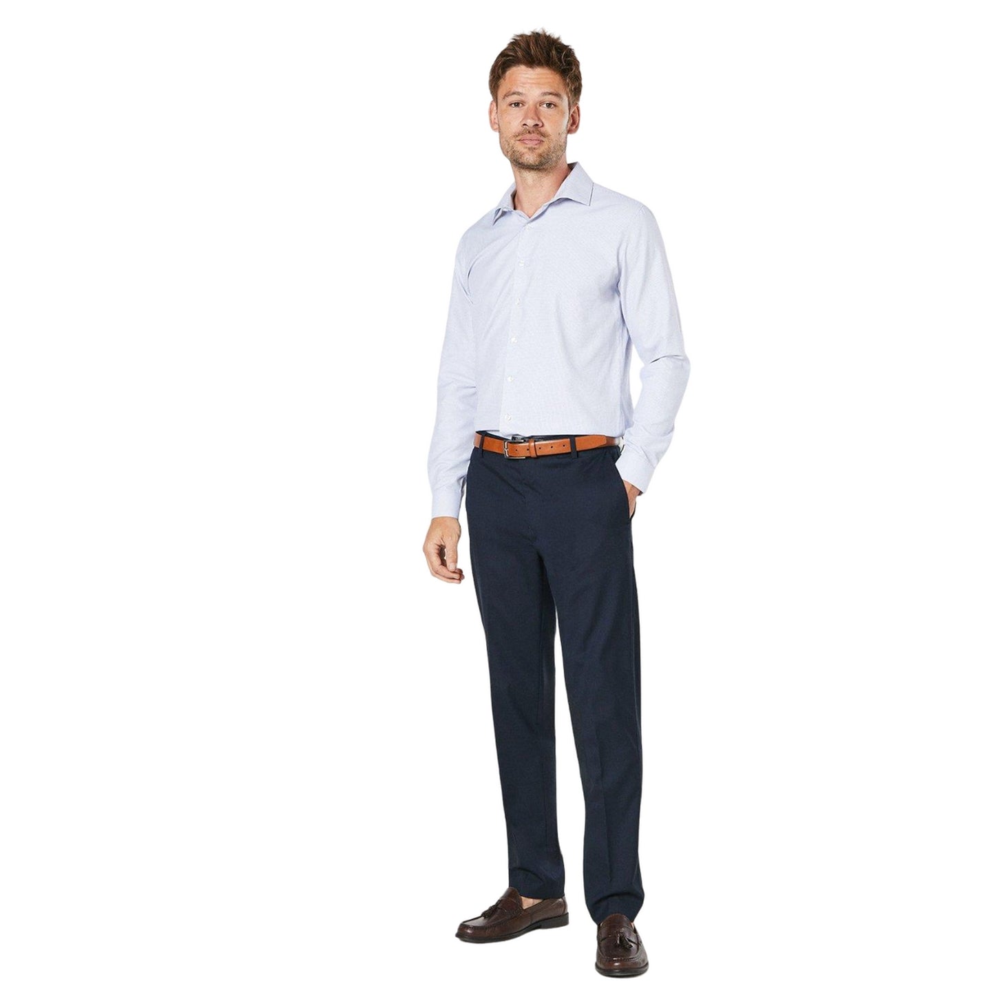 Blue - Lifestyle - Burton Mens Textured Tailored Shirt