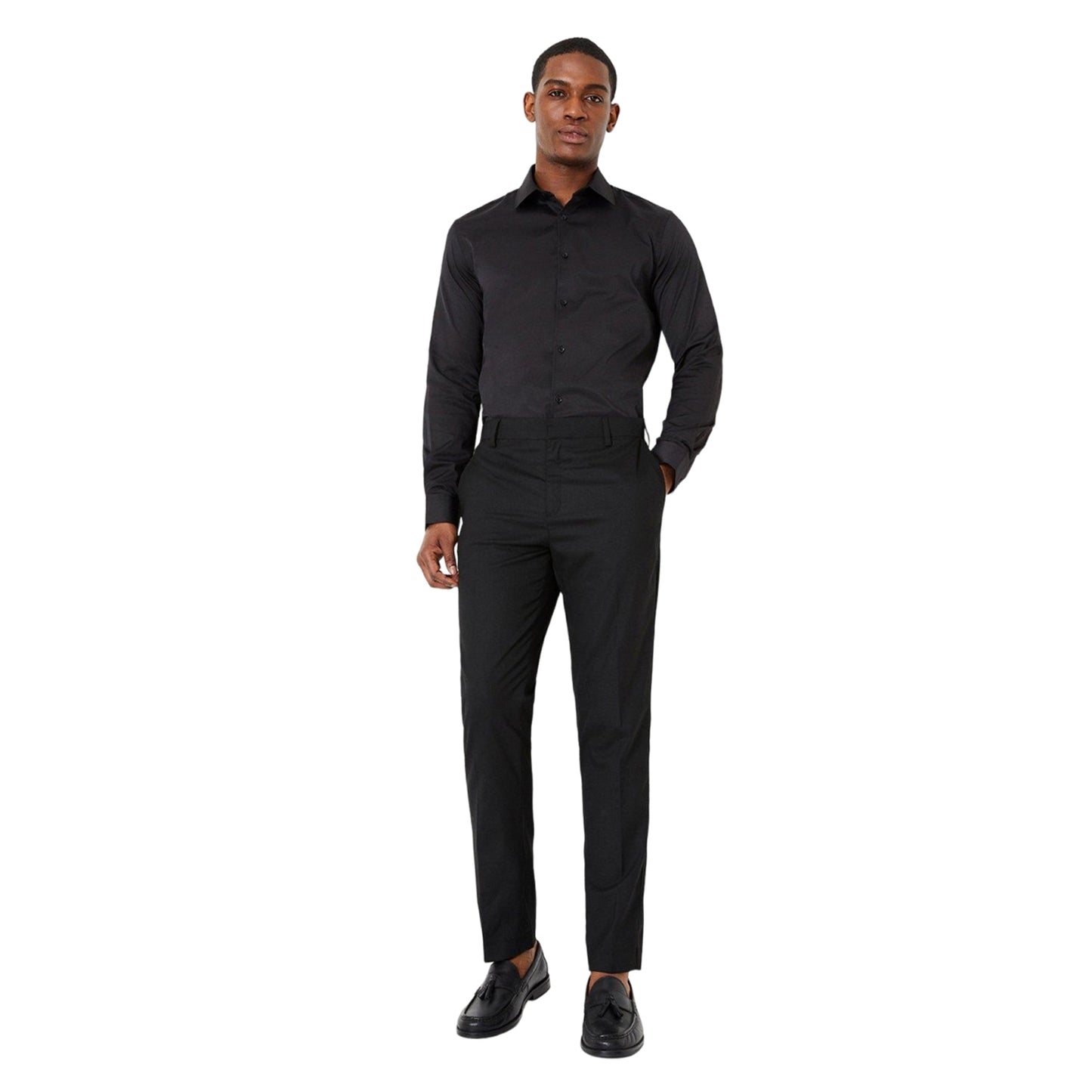 Black - Side - Burton Mens Smart Slim Trousers