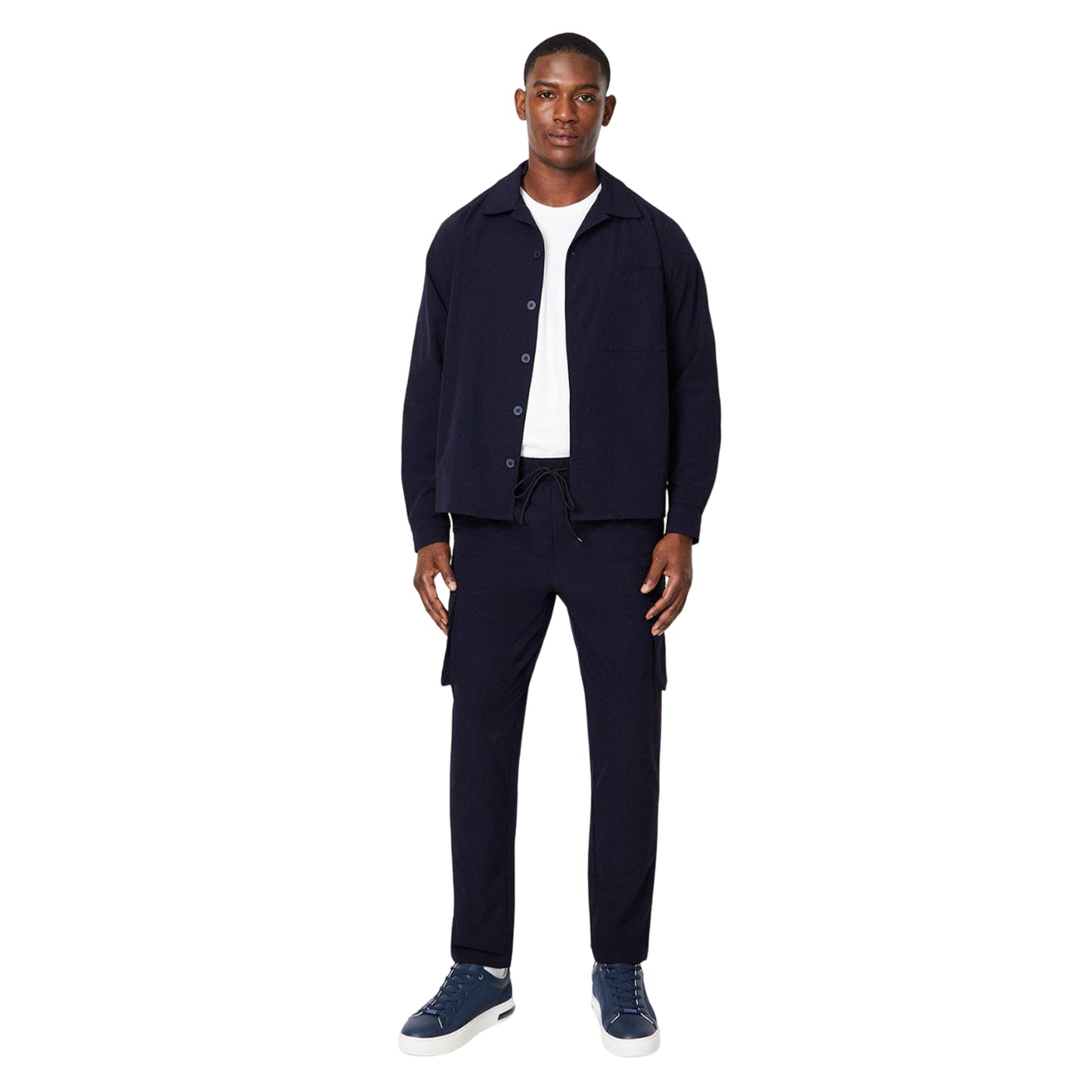 Navy - Side - Burton Mens 1904 Ultra Stretch Relaxed Fit Cargo Trousers