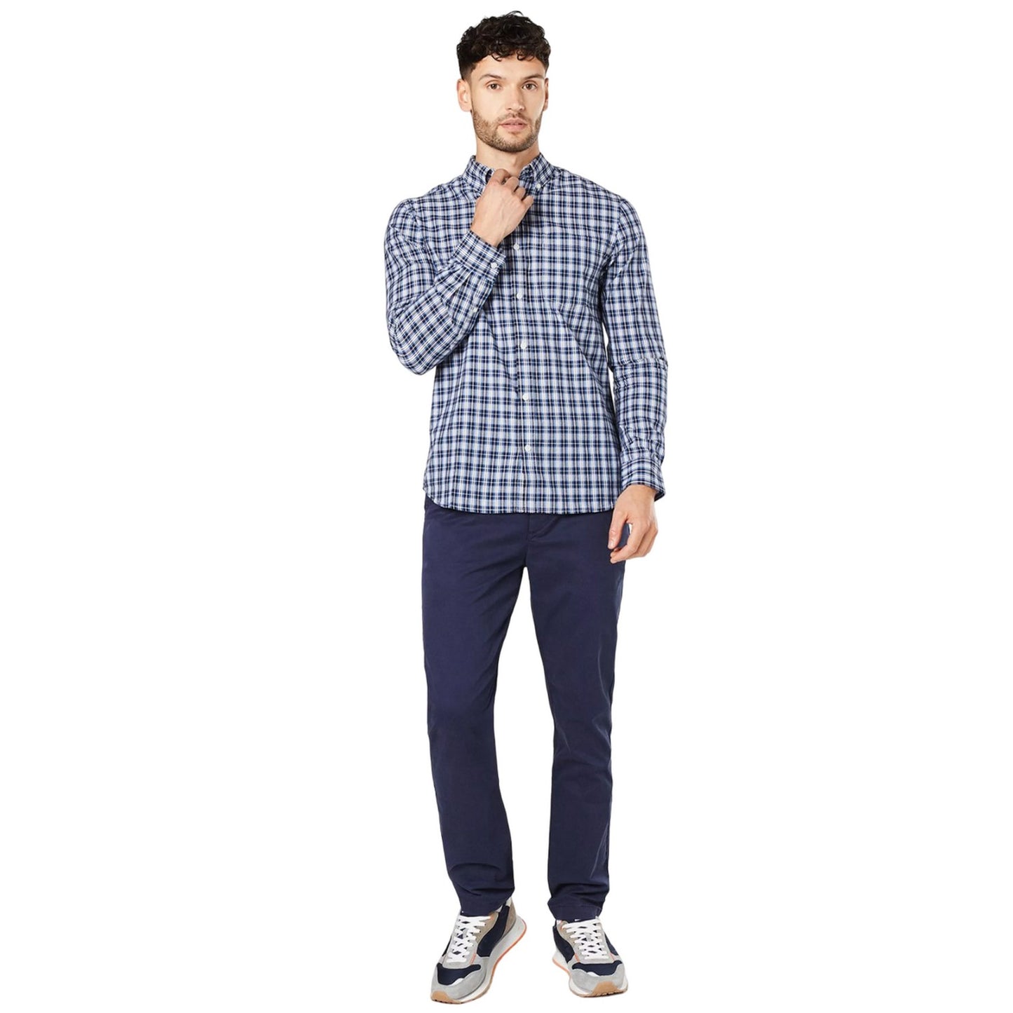 Navy - Side - Burton Mens Simple Check Long-Sleeved Shirt