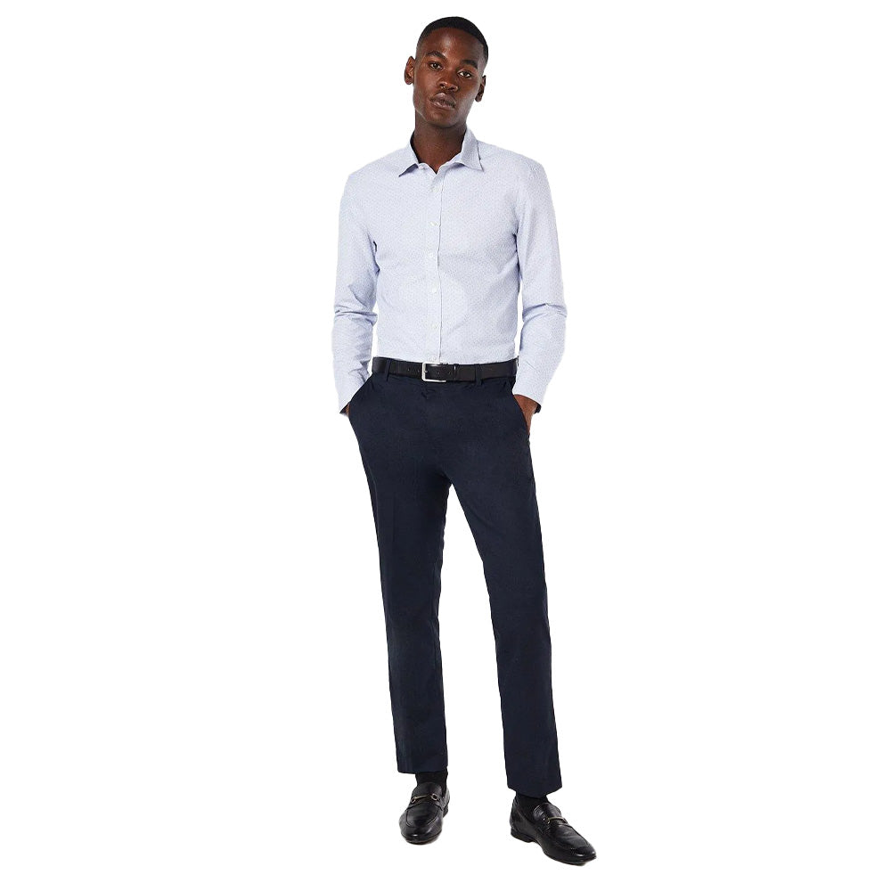 White - Side - Burton Mens Micro Grid Slim Formal Shirt