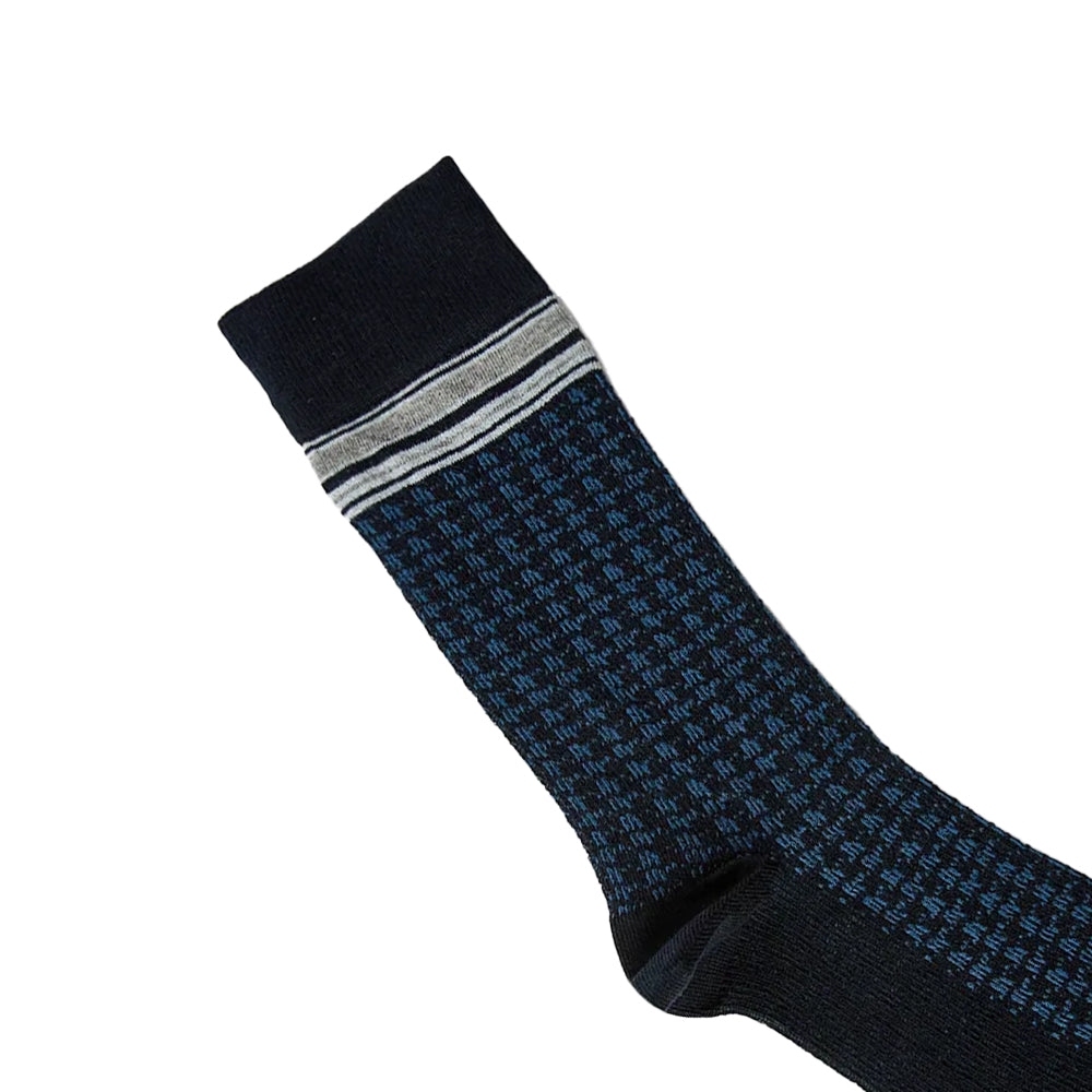 Navy - Side - Burton Mens Houndstooth Jacquard Socks