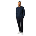 Navy - Side - Burton Mens Patterned Crew Neck Jumper