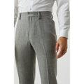 Grey - Side - Burton Mens Tweed Crosshatch Slim Suit Trousers