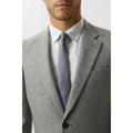 Grey - Side - Burton Mens Crosshatch Tweed Single-Breasted Slim Suit Jacket