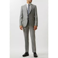 Grey - Close up - Burton Mens Crosshatch Tweed Single-Breasted Slim Suit Jacket