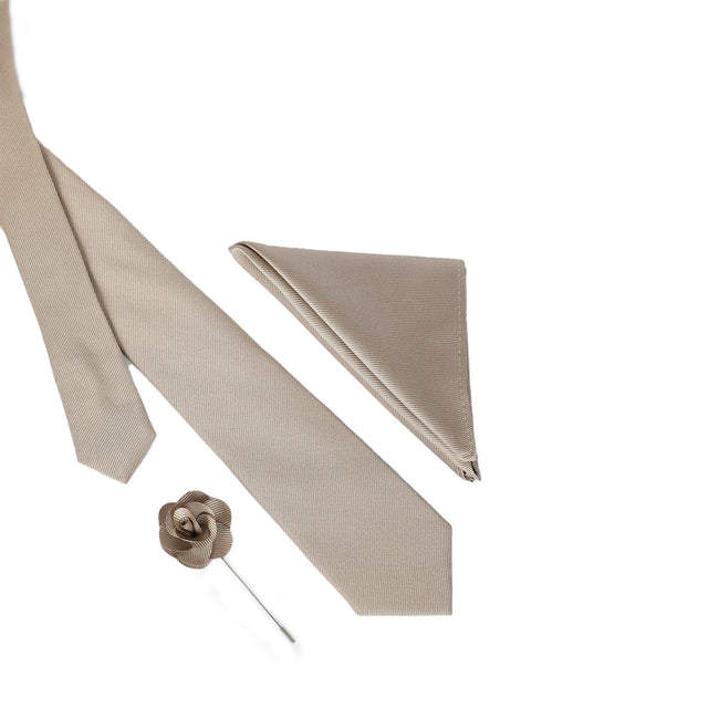 Champagne - Back - Burton Mens Plain Wedding Tie Set