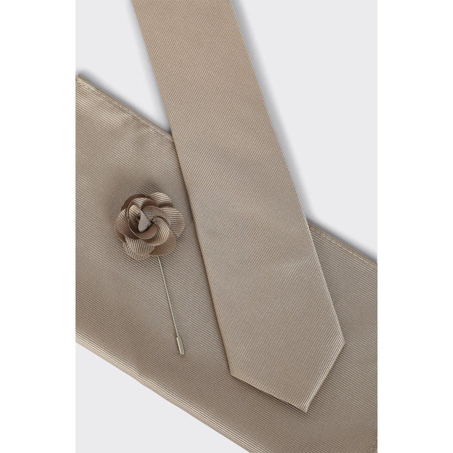 Champagne - Side - Burton Mens Plain Wedding Tie Set