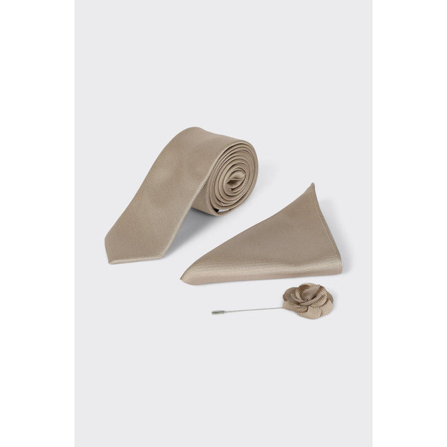 Champagne - Lifestyle - Burton Mens Plain Wedding Tie Set