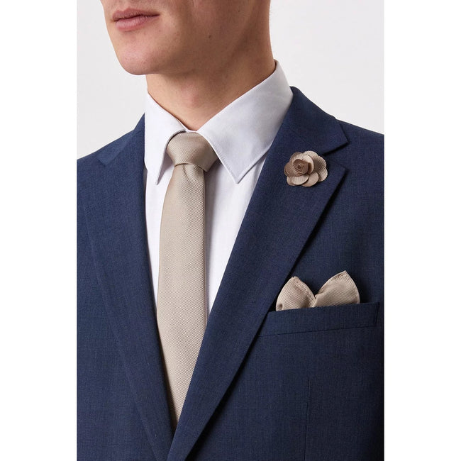 Champagne - Pack Shot - Burton Mens Plain Wedding Tie Set