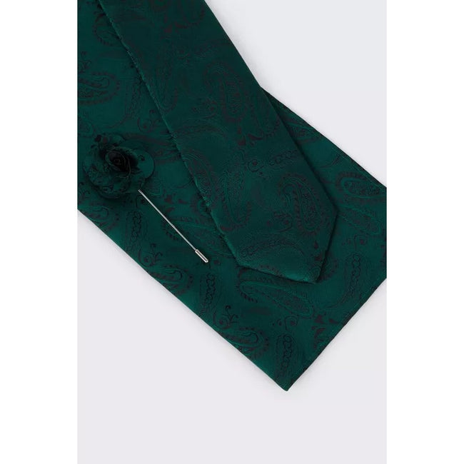 Forest Green - Side - Burton Mens Paisley Wedding Tie Set