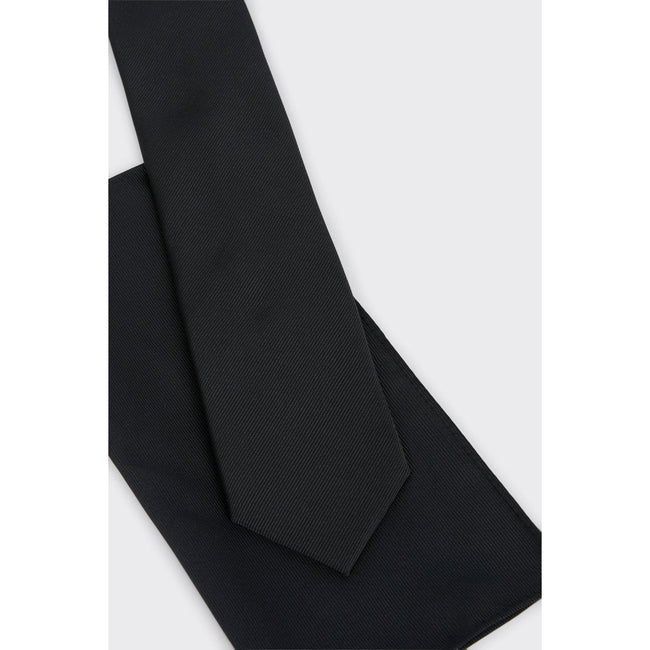 Black - Side - Burton Mens Slim Tie & Pocket Square Set