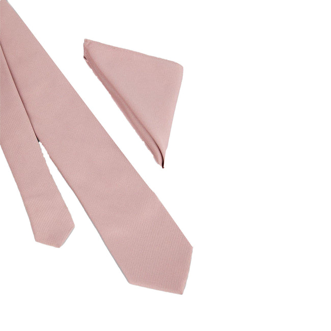 Dusty Pink - Back - Burton Mens Slim Tie & Pocket Square Set