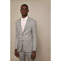 Grey - Pack Shot - Burton Mens Highlight Checked Skinny Suit Jacket