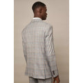 Grey - Back - Burton Mens Highlight Checked Skinny Suit Jacket