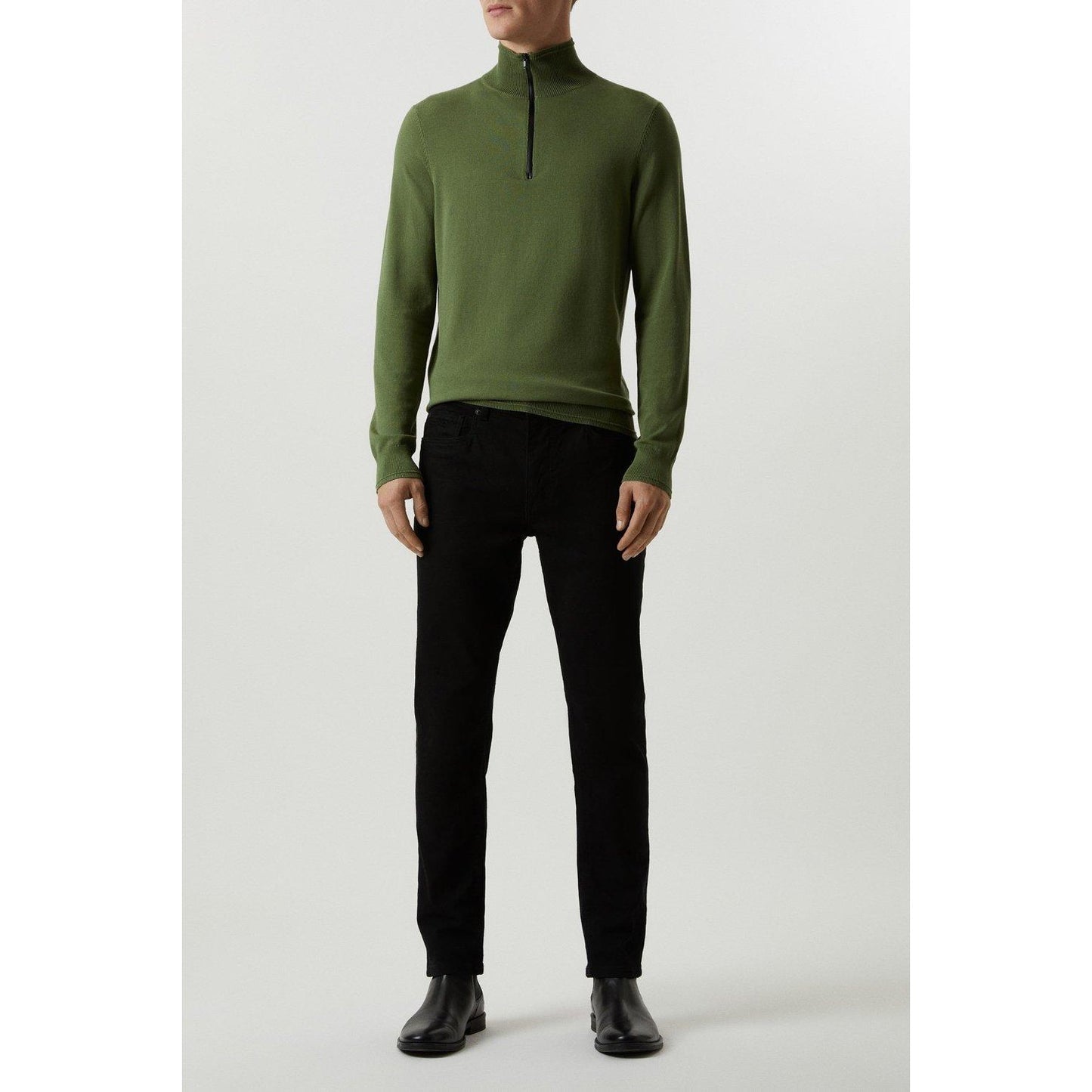 Green - Pack Shot - Burton Mens Premium Knitted Funnel Neck Jumper