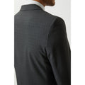 Grey - Close up - Burton Mens Grid Checked Slim Suit Jacket