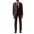 Burgundy - Back - Burton Mens Micro Textured Skinny Suit Jacket
