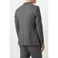 Grey-Blue - Back - Burton Mens Highlight Checked Skinny Suit Jacket