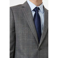 Grey-Blue - Side - Burton Mens Highlight Checked Skinny Suit Jacket