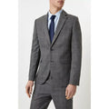Grey-Blue - Pack Shot - Burton Mens Highlight Checked Skinny Suit Jacket