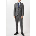 Grey-Blue - Close up - Burton Mens Highlight Checked Skinny Suit Jacket