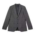 Grey-Blue - Front - Burton Mens Highlight Checked Skinny Suit Jacket